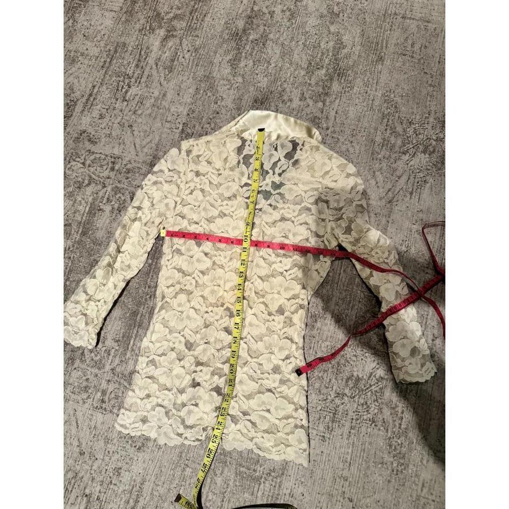 NWT Deadstock Cache Women's Lace Long Sleeve Blouse w Silk Collar Medium - Picture 5 of 5